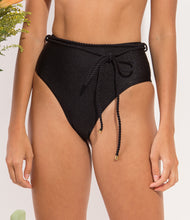 Load image into Gallery viewer, Image 09: Rio De Sol Bottom Bottom Shimmer-Black Belted-High-Waist