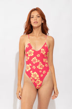 Load image into Gallery viewer, Model Front: Wednesday In Hawaii By Rio De Sol One-Piece Pua-Guava Hilo