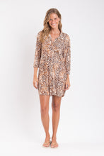 Load image into Gallery viewer, Model Front: Rio De Sol Shirtdress Leopard Chemise