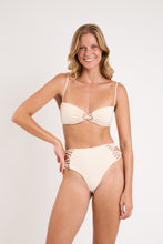 Load image into Gallery viewer, Model Front: Rio De Sol Set Set Malibu-Natural Bandeau-Iris High-Waist-Spin-Iris