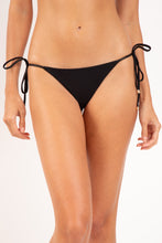 Load image into Gallery viewer, Gallery: Rio De Sol Bottom Bottom Shimmer-Black Cheeky-Tie-Gold
