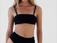 Load and play video in Gallery viewer, Video: Rio De Sol Bottom Bottom Shimmer-Black Hotpants
