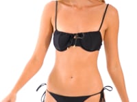 Load and play video in Gallery viewer, Video: Rio De Sol Bottom Bottom Shimmer-Black Cheeky-Tie-Gold
