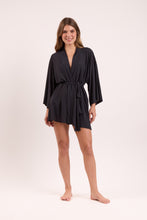 Load image into Gallery viewer, Model Front: Rio De Sol Beach Dresses Black Kimono
