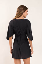 Load image into Gallery viewer, Model Back: Rio De Sol Beach Dresses Black Mini Dress
