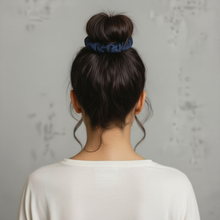 Load image into Gallery viewer, Model Back: Rio De Sol Hair Accessory Navy Scrunchie
