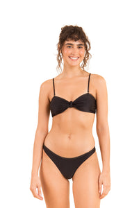 Model Front: Rio De Sol Set Set Shimmer-Black Bandeau-Joy Essential